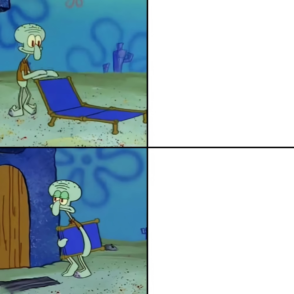 Squidward with Reclining Chair Blank Meme Template