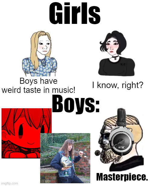 curta'n wall | image tagged in boys' taste in music | made w/ Imgflip meme maker