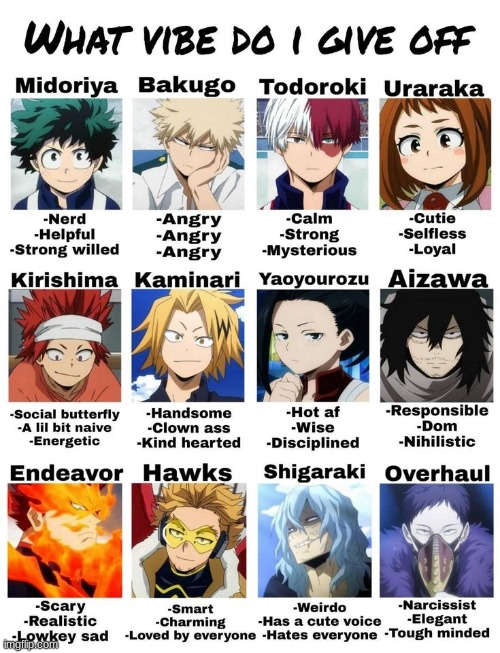 What vibe do I give off? | image tagged in mha what vibe do i give off | made w/ Imgflip meme maker