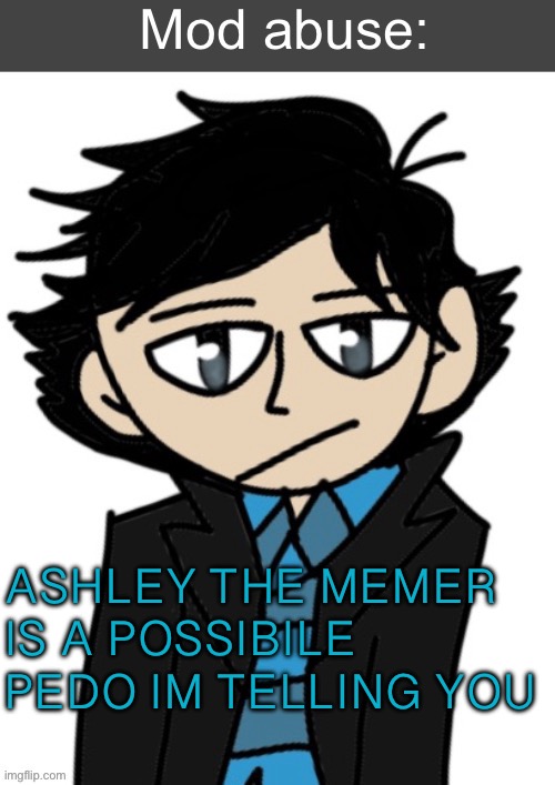 Mod abuse: | ASHLEY THE MEMER IS A POSSIBILE PEDO IM TELLING YOU | image tagged in mod abuse | made w/ Imgflip meme maker