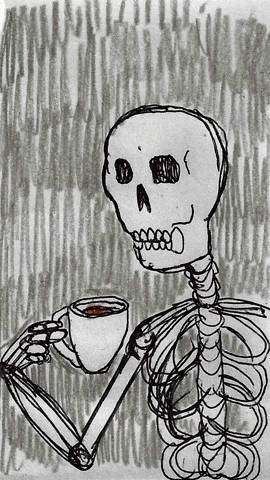 Skeleton coffee Blank Meme Template