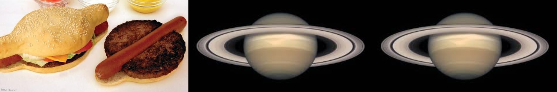 Hotdurgers/Saturns | image tagged in hotdurger,saturn,science,planet | made w/ Imgflip meme maker