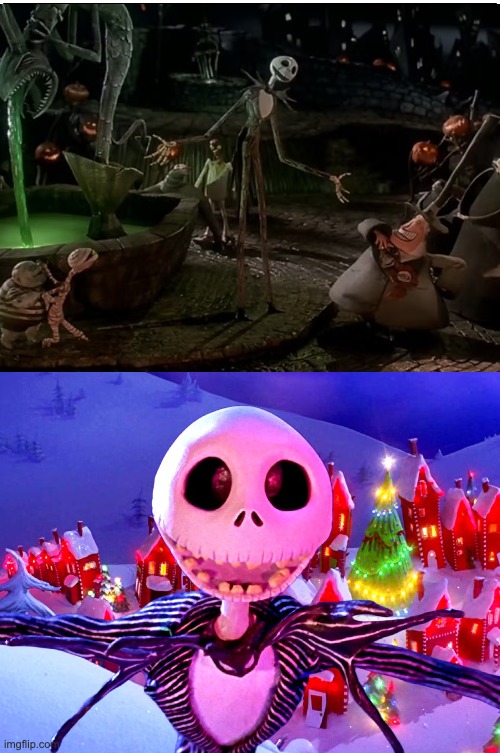 Halloween vs. Christmas | image tagged in halloween,christmas,nightmare before christmas | made w/ Imgflip meme maker