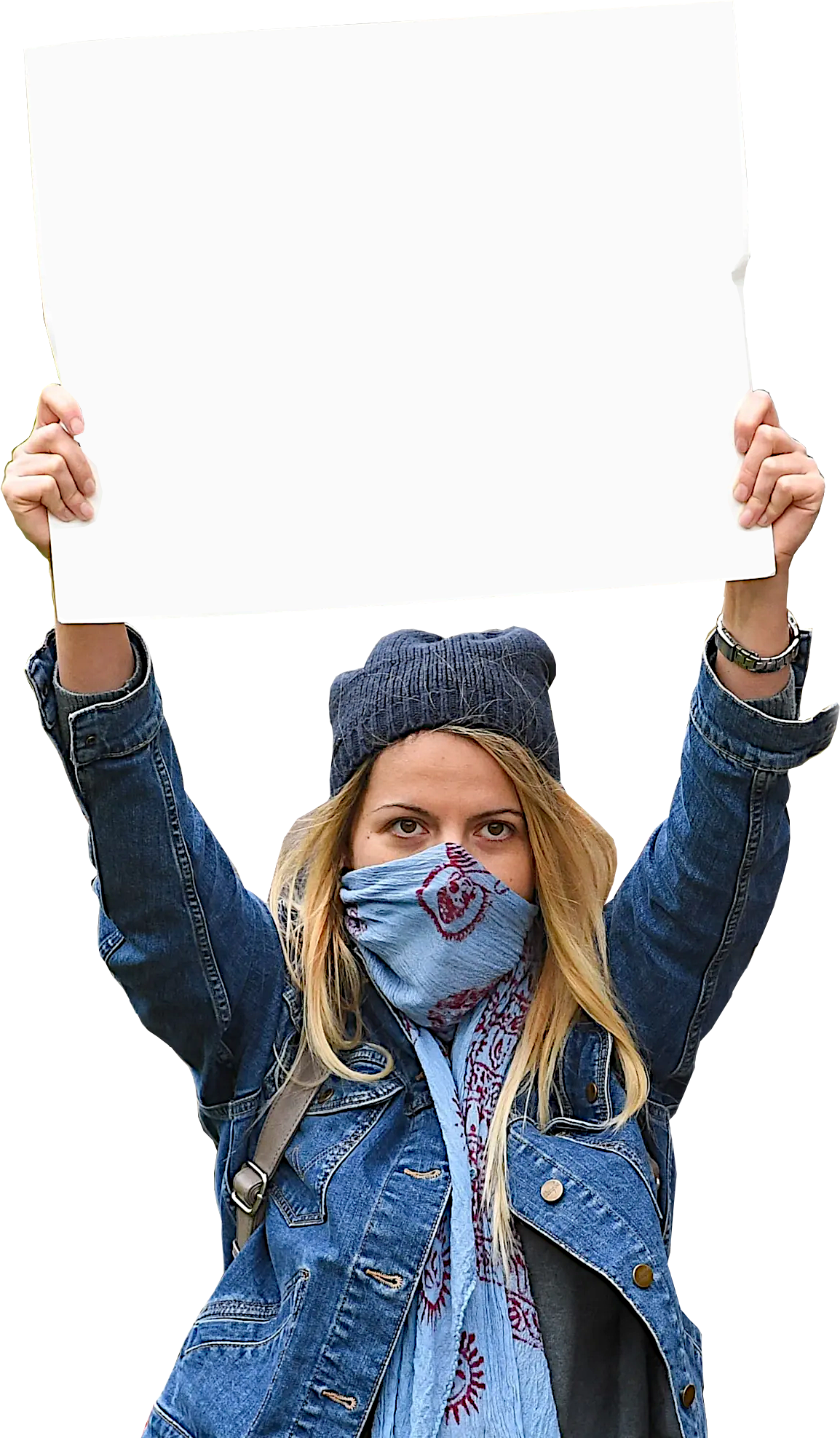 PROTESTOR GAL With SIGN Blank Meme Template