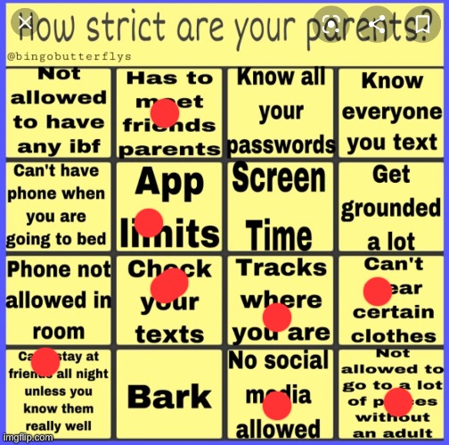 Strict parent bingo | image tagged in strict parent bingo | made w/ Imgflip meme maker