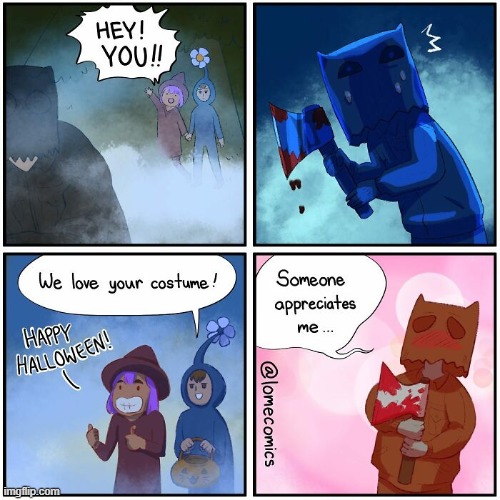 image tagged in halloween,murderer,costumes,aww | made w/ Imgflip meme maker