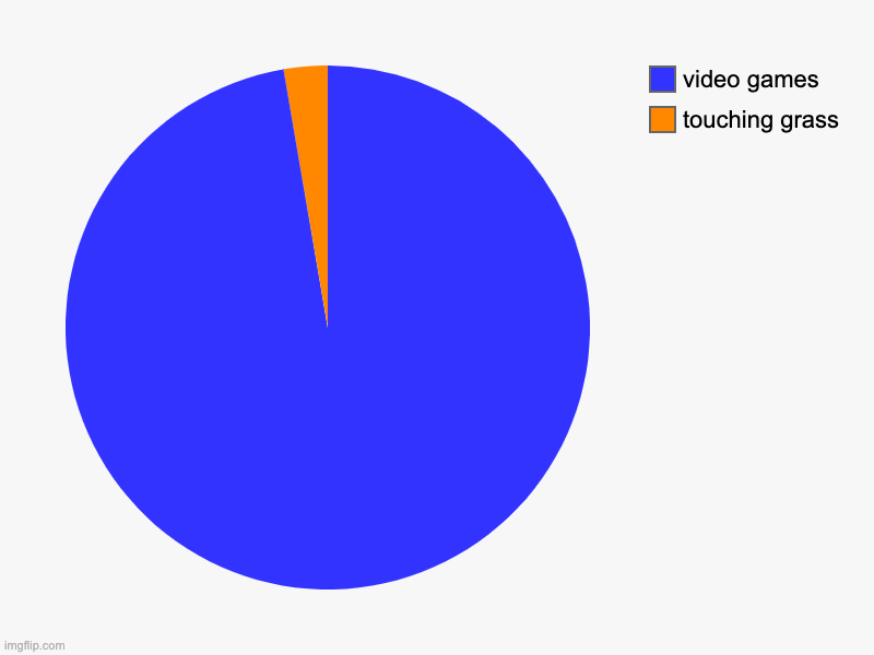 touching grass, video games | image tagged in charts,pie charts | made w/ Imgflip chart maker