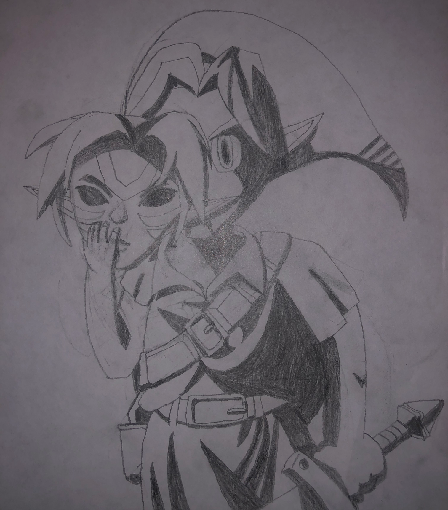 badass drawing of link with fierce deity mask Blank Meme Template