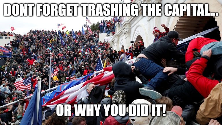 Capitol Terrorists | DONT FORGET TRASHING THE CAPITAL... OR WHY YOU DID IT! | image tagged in capitol terrorists | made w/ Imgflip meme maker