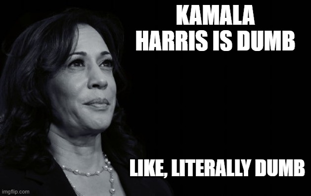 Kamala Is Dumb | KAMALA HARRIS IS DUMB; LIKE, LITERALLY DUMB | image tagged in deep thoughts with kamala harris | made w/ Imgflip meme maker