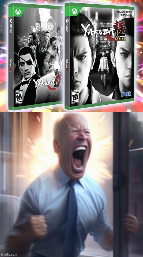 YAKUZA IS FINALLY COMING TO XBOX PHYSICALLY | image tagged in biden lets go | made w/ Imgflip meme maker