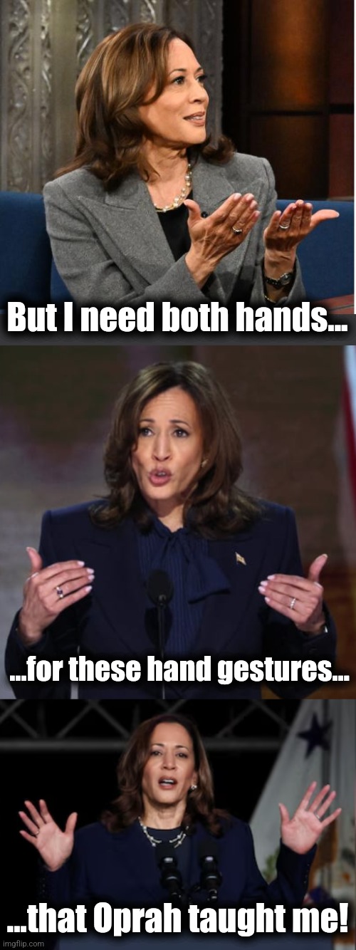 ...for these hand gestures... But I need both hands... ...that Oprah taught me! | made w/ Imgflip meme maker