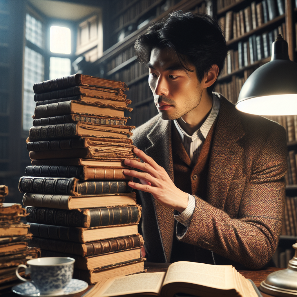un historiador con una pila de libros de historia tradicional Blank Meme Template