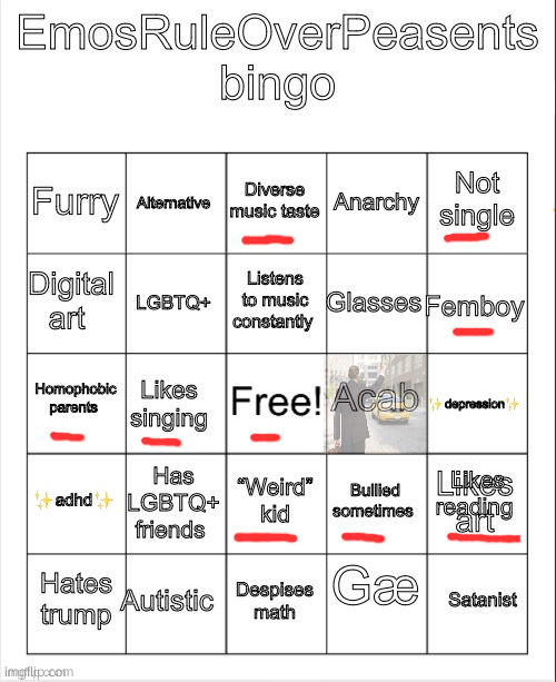 EmosRuleOverPeasents bingo #2 | image tagged in emosruleoverpeasents bingo 2 | made w/ Imgflip meme maker