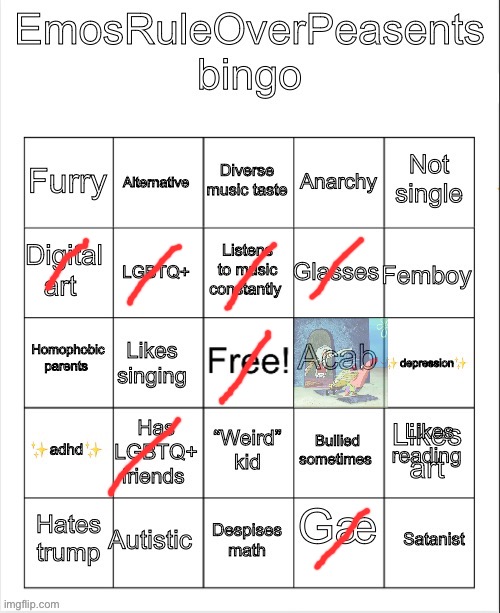 wow this temp sucks ass | image tagged in emosruleoverpeasents bingo 2 | made w/ Imgflip meme maker