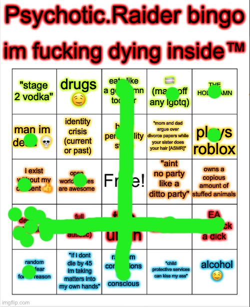 another dumbass bingo by a psychotic raider | image tagged in another dumbass bingo by a psychotic raider | made w/ Imgflip meme maker