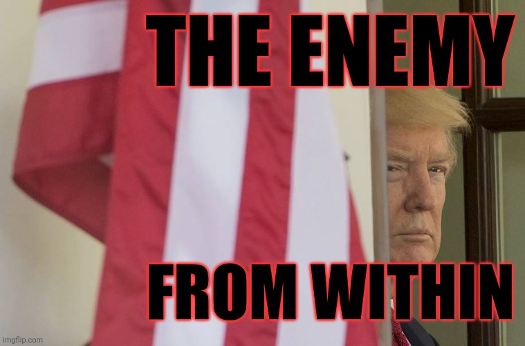 trump is the enemy | THE ENEMY; FROM WITHIN | image tagged in liar,traitor,cheat,rapist,racist,fascist | made w/ Imgflip meme maker