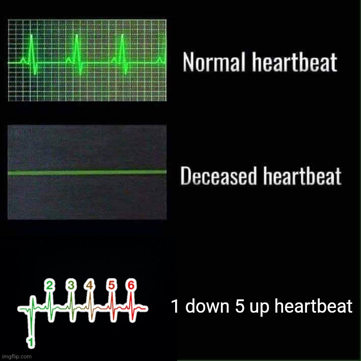 Heart beat meme | 1 down 5 up heartbeat | image tagged in heart beat meme | made w/ Imgflip meme maker