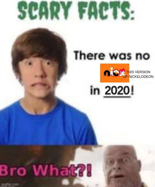 2020, what | THIS VERSION OF NICKELODEON; 2020 | image tagged in scary facts | made w/ Imgflip meme maker