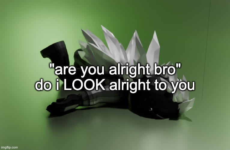 "are you alright bro"
do i LOOK alright to you | made w/ Imgflip meme maker