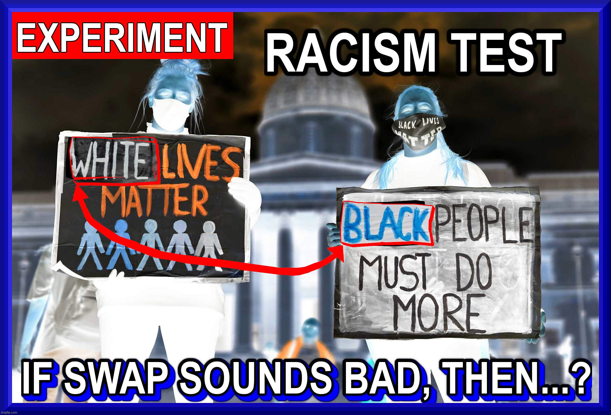 EXPERIMENT: RACISM TEST | image tagged in swap,white,black,sound bad,blm,pigmental | made w/ Imgflip meme maker