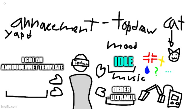 guh | IDLE; I GOT AN ANNOUCEMNET TEMPLATE; ORDER - ULTRAKIL | image tagged in error 2,anoucemnt | made w/ Imgflip meme maker