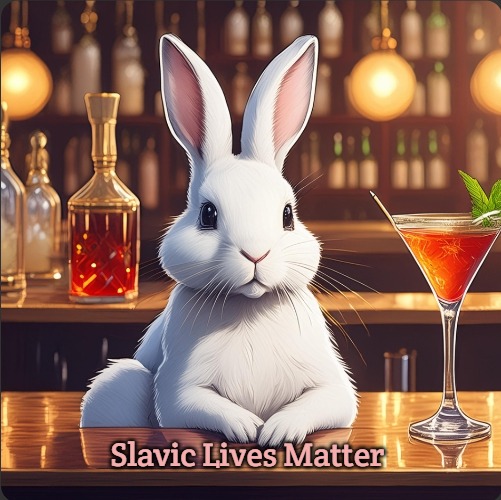 Rabbit at a bar | Slavic Lives Matter | image tagged in rabbit at a bar,slavic | made w/ Imgflip meme maker