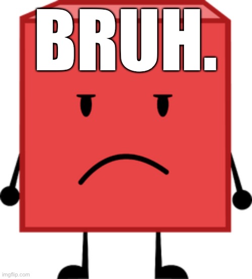 Blocky bfdi stare | BRUH. | image tagged in blocky bfdi stare | made w/ Imgflip meme maker