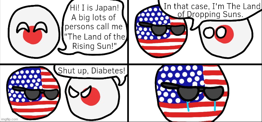 Japan stands up for themself | image tagged in japan,usa,diabetes,nuke | made w/ Imgflip meme maker