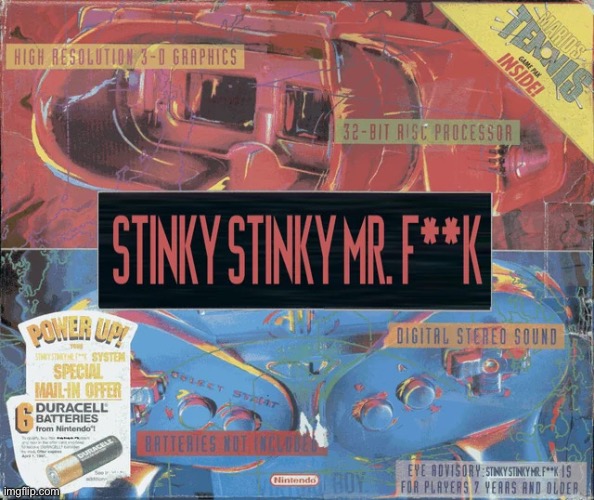 Stinky Stinky Mr F$&k | image tagged in virtual boy boxart | made w/ Imgflip meme maker