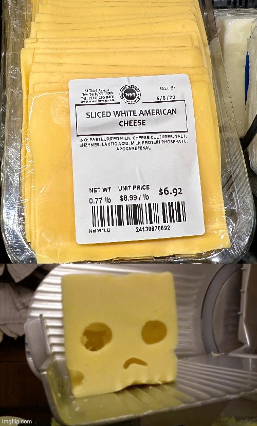 Yellow cheese | image tagged in sad cheese,white,yellow,cheese,you had one job,memes | made w/ Imgflip meme maker