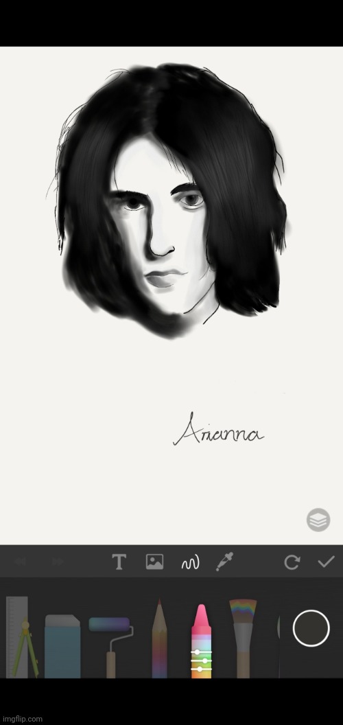 Trent Reznor (Nine Inch Nails singer) drawing on PaperDraw mobile app - no stylus | image tagged in drawing,art,music,singer,nine inch nails,90's | made w/ Imgflip meme maker