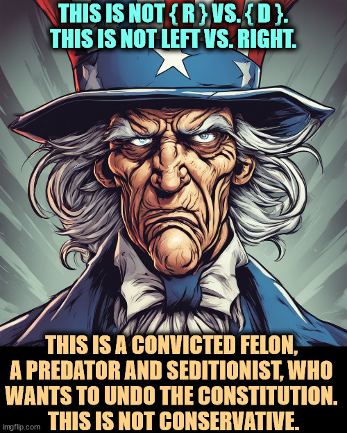 THIS IS NOT { R } VS. { D }.
THIS IS NOT LEFT VS. RIGHT. THIS IS A CONVICTED FELON, 
A PREDATOR AND SEDITIONIST, WHO 
WANTS TO UNDO THE CONSTITUTION. 

THIS IS NOT CONSERVATIVE. | image tagged in trump,sexual predator,sedition,insurrection,constitution,conservative | made w/ Imgflip meme maker