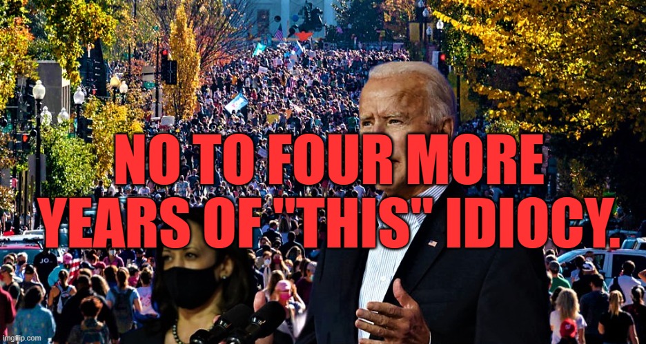 biden harris illegal immigrant crisis | NO TO FOUR MORE YEARS OF "THIS" IDIOCY. | image tagged in biden harris illegal immigrant crisis | made w/ Imgflip meme maker