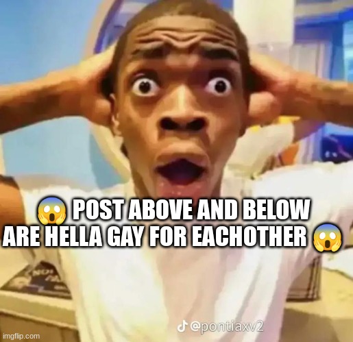 Satirical reasons | 😱 POST ABOVE AND BELOW ARE HELLA GAY FOR EACHOTHER 😱 | image tagged in shocked black guy | made w/ Imgflip meme maker