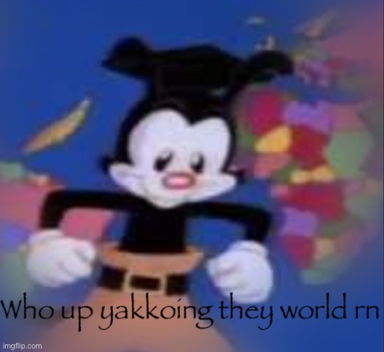 Who up yakkoing they world rn | image tagged in who up yakkoing they world rn | made w/ Imgflip meme maker