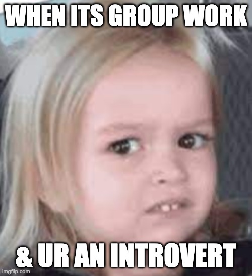 When... | WHEN ITS GROUP WORK; & UR AN INTROVERT | image tagged in girl scared | made w/ Imgflip meme maker