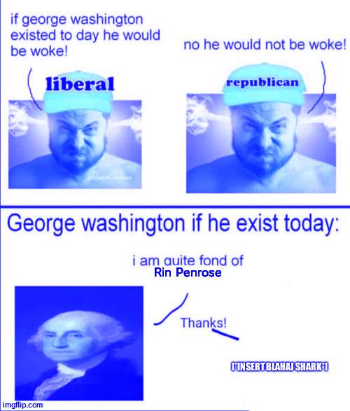 i can't insert images in memes, on a nintendo browser... | Rin Penrose; [*INSERT BLAHAJ SHARK*] | image tagged in george washington if he existed today | made w/ Imgflip meme maker