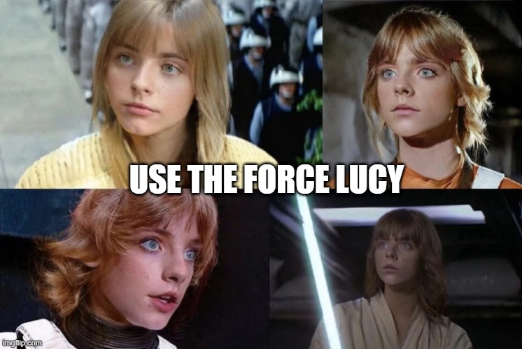 Lucy Skywalker | USE THE FORCE LUCY | image tagged in star wars,luke skywalker | made w/ Imgflip meme maker