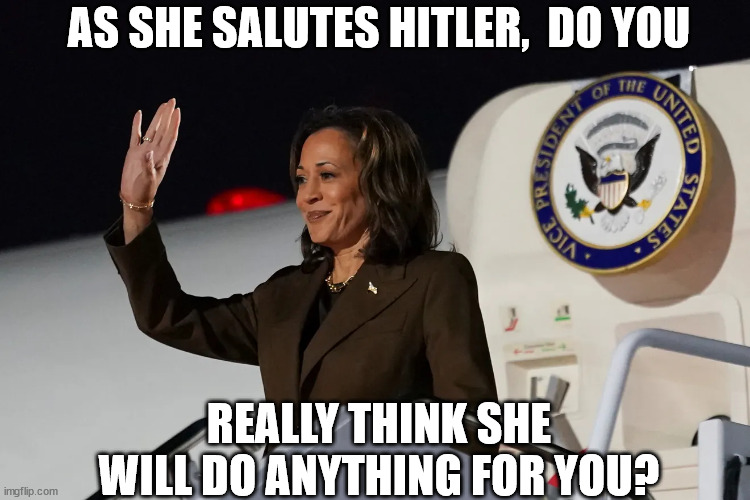 AS SHE SALUTES HITLER,  DO YOU REALLY THINK SHE WILL DO ANYTHING FOR YOU? | made w/ Imgflip meme maker