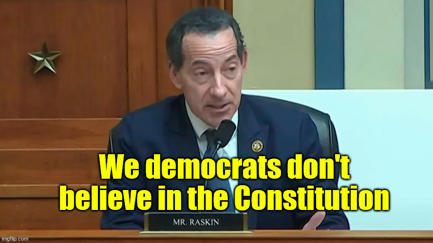 Rep Jamie Raskin | We democrats don't believe in the Constitution | image tagged in rep jamie raskin | made w/ Imgflip meme maker