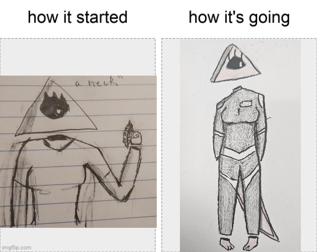 What 2 years of art does to an mf | image tagged in how it started vs how it's going | made w/ Imgflip meme maker