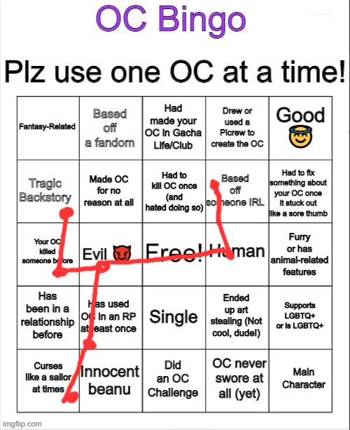 OC Bingo | image tagged in oc bingo | made w/ Imgflip meme maker