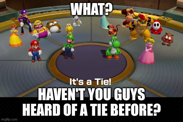 Contest Ties Apparently Don't Exist | WHAT? HAVEN'T YOU GUYS HEARD OF A TIE BEFORE? | image tagged in nintendo switch,competition,confused | made w/ Imgflip meme maker