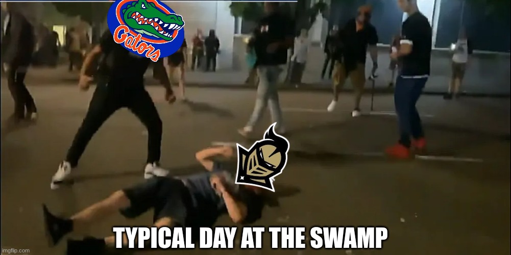 Florida Gators vs UCF Knights meme | TYPICAL DAY AT THE SWAMP | image tagged in florida,funny memes,meme,sports,football,lol so funny | made w/ Imgflip meme maker