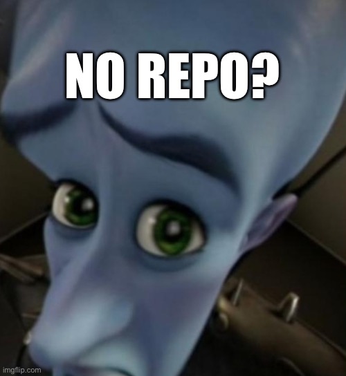 Megamind no bitches | NO REPO? | image tagged in megamind no bitches | made w/ Imgflip meme maker