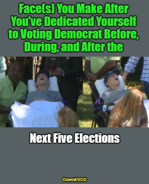 FYM JC | Face(s) You Make After 

You've Dedicated Yourself 

to Voting Democrat Before, 

During, and After the; Next Five Elections; OzwinEVCG | image tagged in political humor,awkward,birthday picutres,rigged elections,government elections,clown world | made w/ Imgflip meme maker