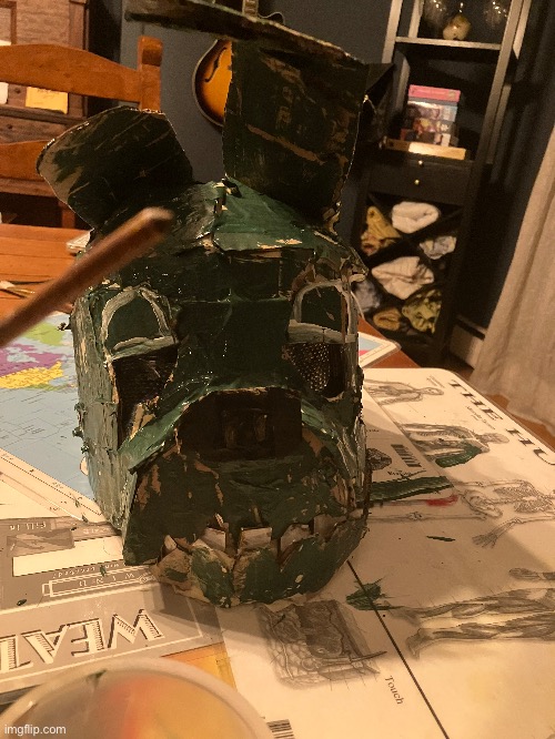 Finished the base coat for springtrap he be lookin good | image tagged in fnaf,springtrap | made w/ Imgflip meme maker