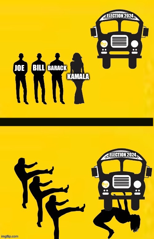 Under the bus | image tagged in joe biden,bill clinton,barack obama,kamala harris | made w/ Imgflip meme maker