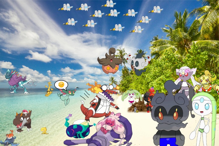 Just Pokemon at a beach (Updated).mp3 | image tagged in pokemon at the beach | made w/ Imgflip meme maker